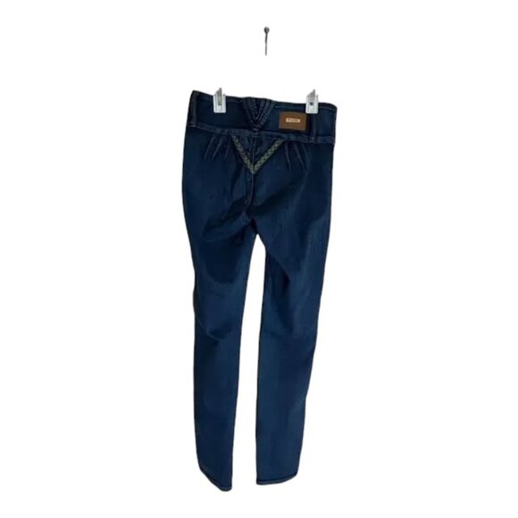 Diva Star Mid Rise Skinny Jeans Women's Juniors Size 5 Blue Med Wash Embroidery - Picture 2 of 7